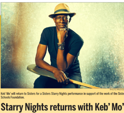 Starry Nights returns with Keb’ Mo’ announcement banner, The Nugget Newspaper clippings collage.